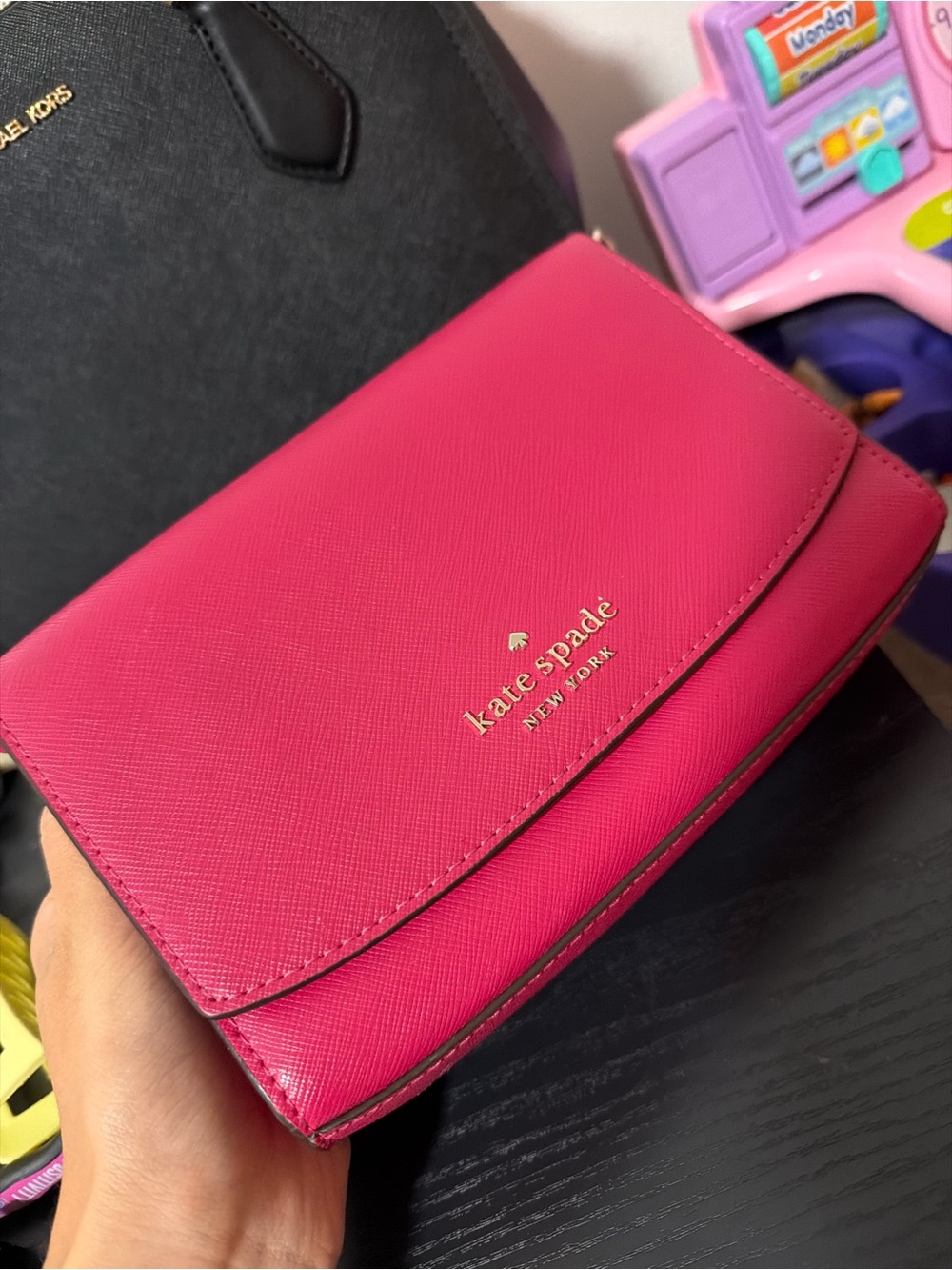 kate spade Hot Pink Saffiano Mini Crossbody Wallet